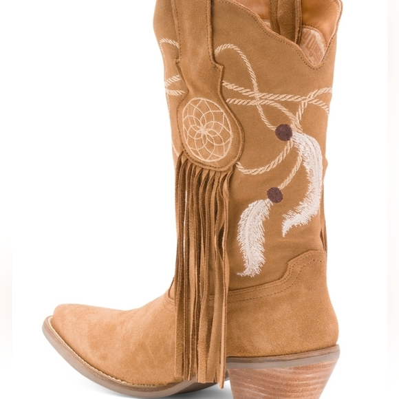 🔹️Dingo🔹️ Made In mexico Brown Western Boots with Fringe - Picture 2 of 3